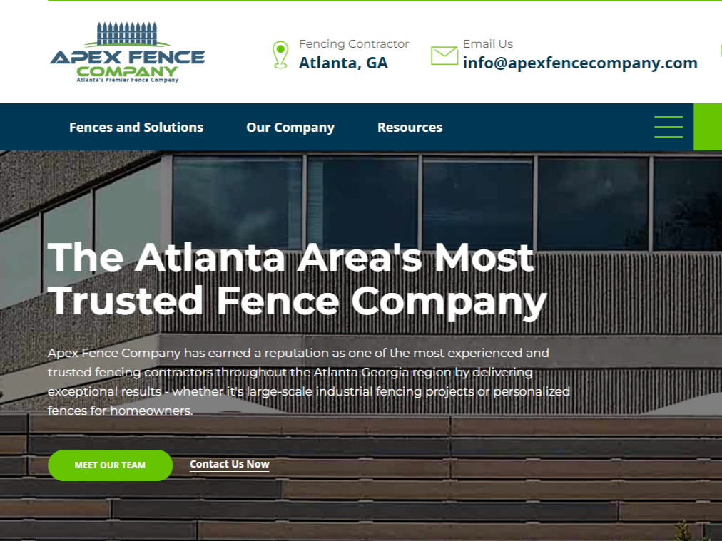 Photo of an Atlanta, GA fence company website