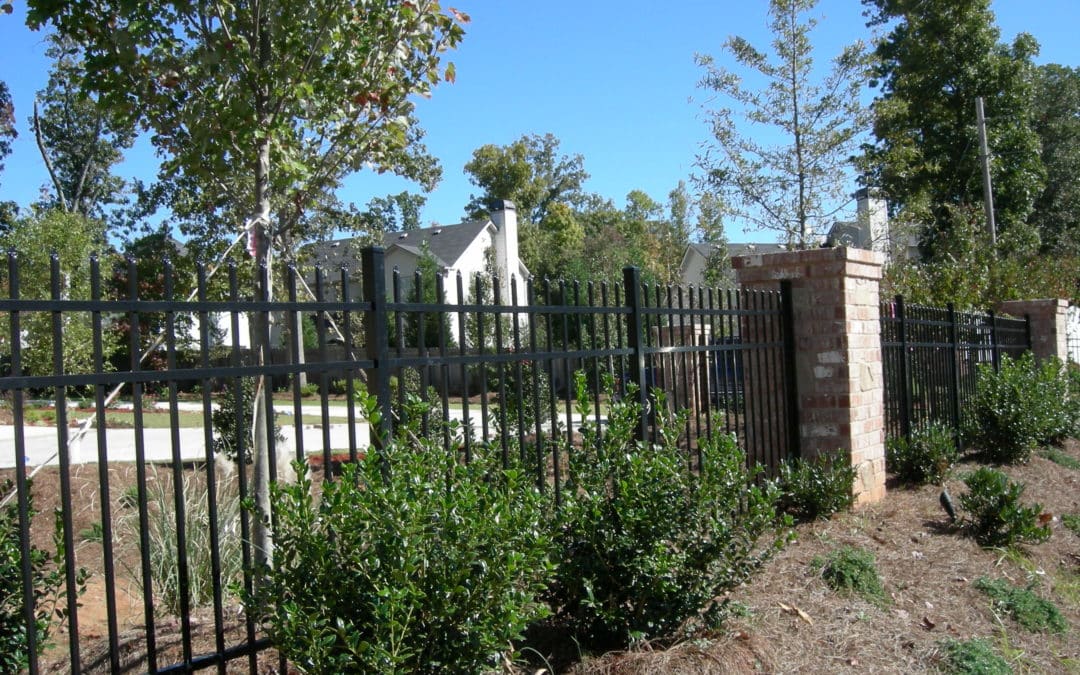 Residential Aluminum Metal Fencing With Brick Columns
